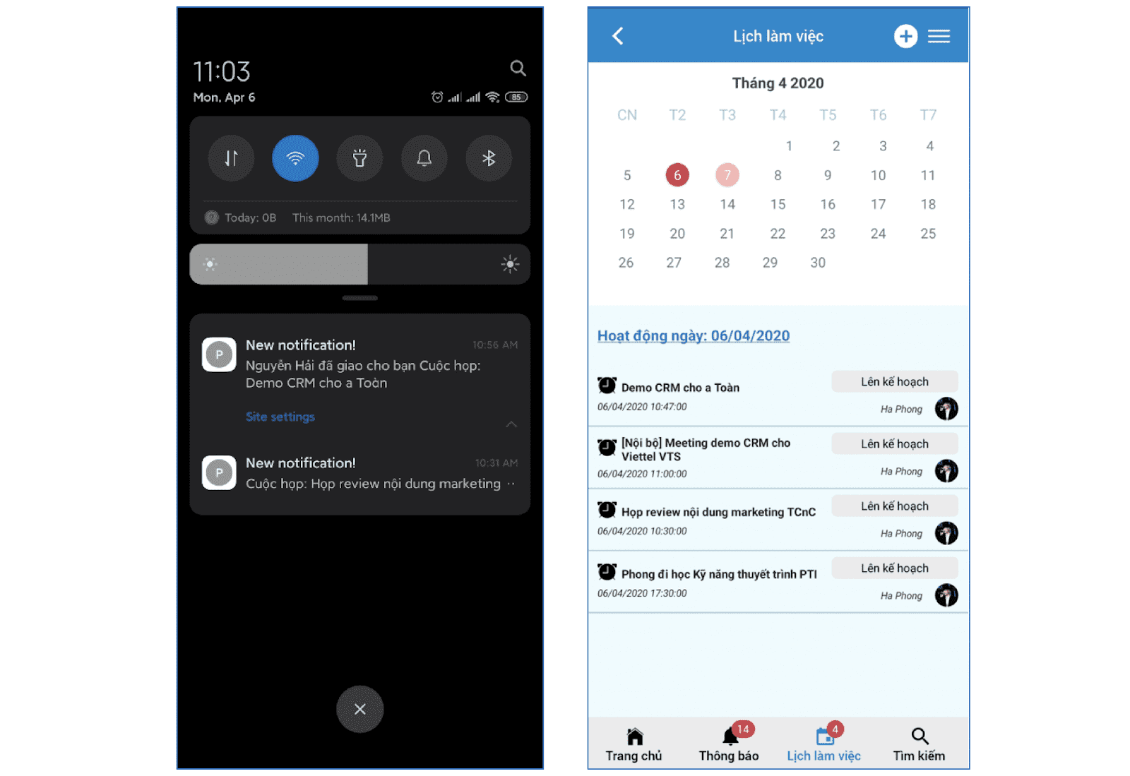 Google Calendar Cloudpro Crm Mobile App