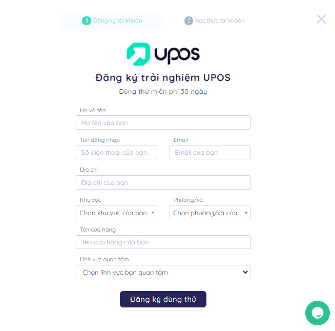 Đăng ký dùng thử Upos miễn phí trong 30 ngày