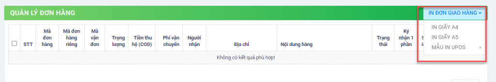 In đơn hàng tại quầy qua POS