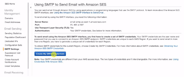 Cài đặt giao thức SMTP trên Amazon SES