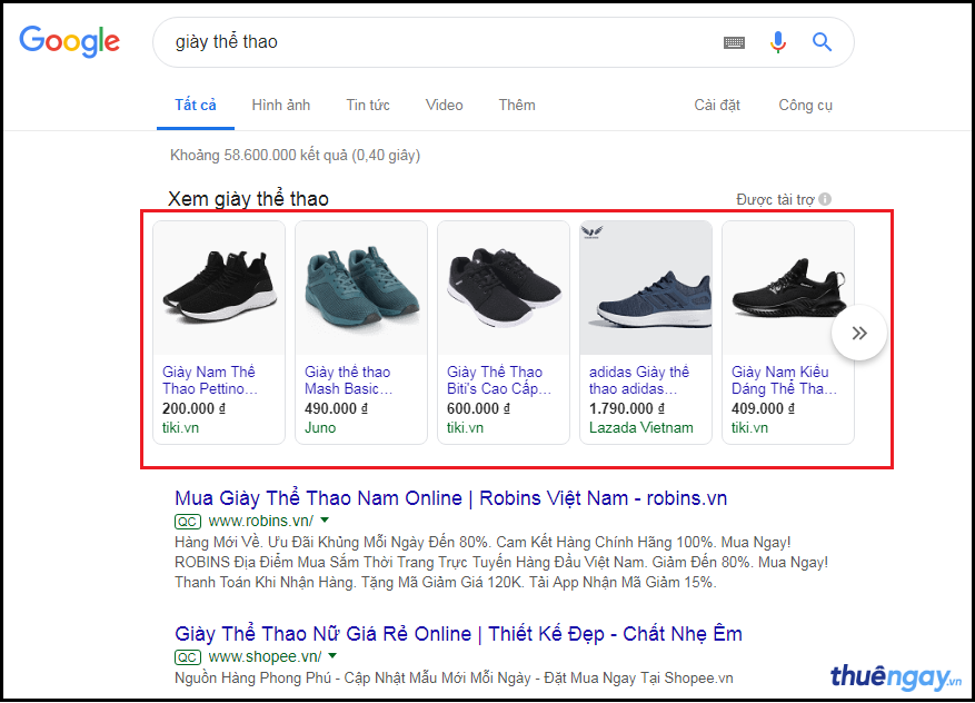 Vị trí hiển thị sản phẩm khi chạy quảng cáo Google  Smart Shopping