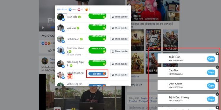 Hướng dẫn quét số điện thoại trên Facebook miễn phí tien ich quet so dien thoai tren facebook